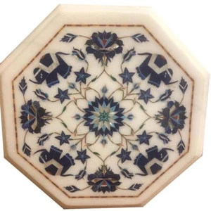 12" Marble coffee side Table Top Inlay Pietra dura Floral inlay Home Decor - Picture 1 of 3
