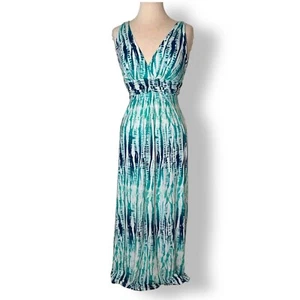 Tart Adrianna Maxi Dress Teal Navy Deep V Empire Flowy Modal Sz XS - Picture 1 of 9