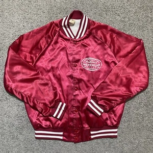 Vintage 80s Chalk Line Varsity Jacket Mens Medium Red Varsity Bomber Satin USA - Picture 1 of 13