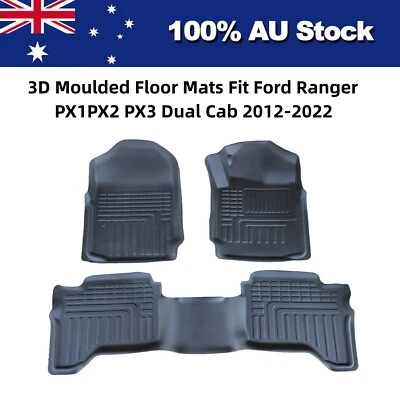 3D TPE Moulded Floor Mats Liner fit Ford Ranger PX1 PX2 PX3 Dual Cab 2012-2022 - image 1 of 4