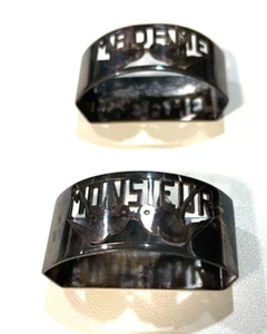 FRENCH SILVERPLATE Pair Napkin Rings MADAME & MONSIEUR - Picture 1 of 8