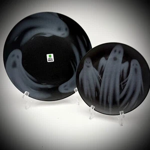 Halloween Dinner Plate Salad Plate Ghost Set of 2 Spooky Decor Dinnerware NEW - Picture 1 of 9