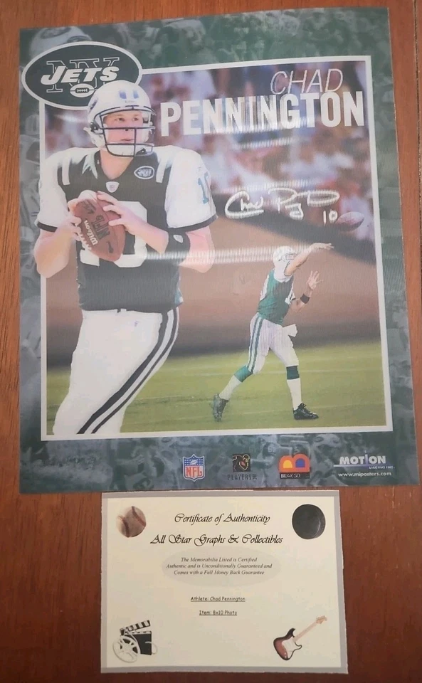 Foto autografiada a mano por Chad Pennington de los New York Jets 8x10 certificado de autenticidad Foto 1 de 4