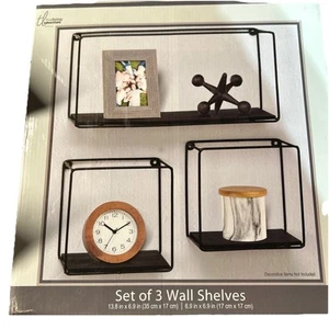 New - TrueLiving Set Of 3 Wall Shelves - Black - 13.8in X 6.9in - Picture 1 of 2