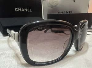 CHANEL Sunglasses AUTHENTIC 5171A CH5171A Black  White Bow Cc Vtg Large Square - Picture 1 of 18