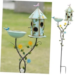 56" H Bird Baths and Bird Houses with Pole,Metal Bird Bath Bowl,birdhouses for - Picture 1 of 7