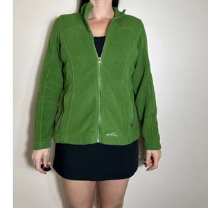 Giacca pile Eddie Bauer full zip verde POLARTEC taglia large - Foto 1 di 9