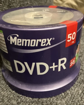 Memorex 50PK DVD+R 16X 4.7GB 120MIN Spindle Case NEW SEALED - Image 1 of 4