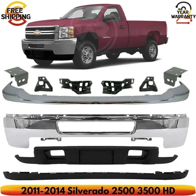 Комплект хромированного переднего бампера для 2011 2012 2013 2014 Chevrolet Silverado 2500 3500 HD - Изображение 1 из 4