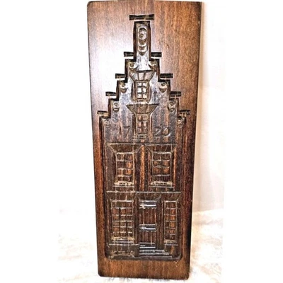 Placa de pared de casa holandesa vintage 1720 madera tallada a mano decoración arquitectónica holandesa Foto 1 de 4