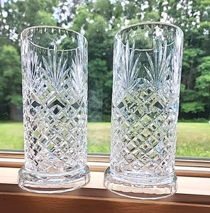 💎 Pair Crystal Hurricane Pineapple Pattern 9" Candle Lamps - Waterford? - Picture 1 of 16