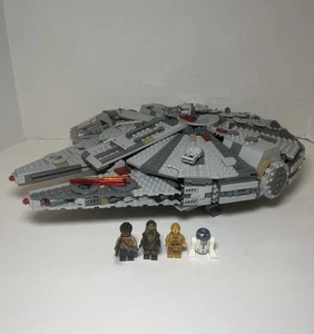 LEGO Star Wars : Millennium Falcon 75257 w/ 4 Minifigs Used Built - READ! - Picture 1 of 24