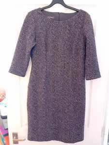 Laura Ashley Grey/Pink Herringbone Pattern Dress-size UK10, Wool Blend - Picture 1 of 6