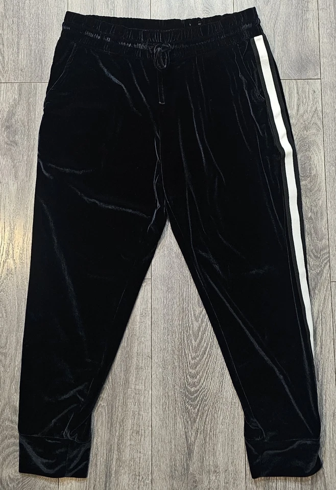 Pantalones de chándal Xersion de terciopelo negro blanco a rayas laterales para mujer talla XL Foto 1 de 4