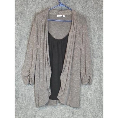 Kim Rogers Curvy Gray Cardigan Duster Top with Black Tank 3X Women Casual Chic - Image 1 of 4