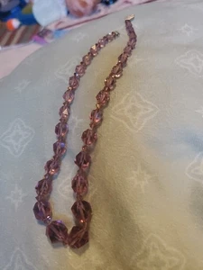 Vintage Flieder Lila Kristall Perlen Halskette Einzelstrang♡♡ - Bild 1 von 3