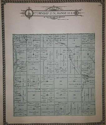 Mapa Plat 1911 Twp. 27N-33E - LINCOLN Co., WASHINGTON ~ SHERMAN - CORBELLS RAVINE Foto 1 de 2