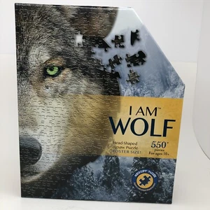 “I AM WOLF” Madd Capp WOLF SHAPED 550 Pc Jigsaw Puzzle ANIMAL SHAPED PUZZLE - Picture 1 of 10