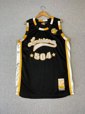 Camiseta deportiva de baloncesto Louisiana para hombre XL negra 504 bloqueadores de disparos azul crudo Nu Realms Foto 1 de 4