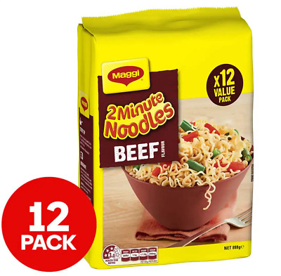 12 X 74g Maggi 2 Minute Noodles Beef Quick Lunch Meal Value Bulk Value Pack • 12.80$