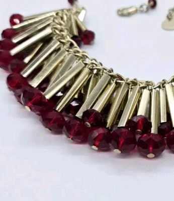 Sexy Collar Talbots Rojos Tono Dorado Abanico Flecos 21 pulgadas Foto 1 de 4