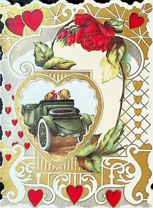 Valentine's Day Greeting Card Whitney Mark Vintage Car Kissing Die-Cut - Picture 1 of 3