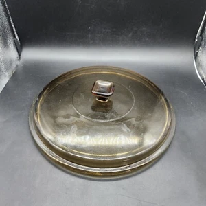 Vintage Anchor Ovenware Round Casserole Dish Lid Brown Glass 1037 USA LID ONLY - Picture 1 of 4