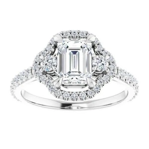 1 ct Emerald Cut D-VVS1 Moissanite Wedding Engagement Ring S925 Sterling Silver - Picture 1 of 12