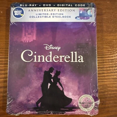 Cinderella Anniversary Edition Steelbook Blu-ray + DVD + Digital - Brand New Foto 1 de 2