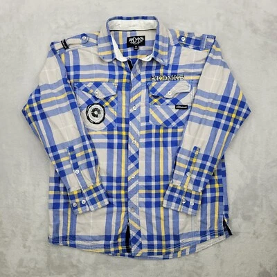 Akademiks Shirt Boys Medium Button Up Hip Hop Y2K Skater Paulette Commando Youth - Image 1 of 4