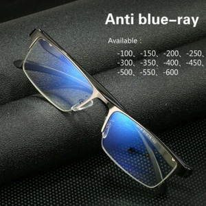 Uomo Anti Blu Miopia Occhiali Nearsight Computer Mezza Telaio Ultralight - Foto 1 di 15