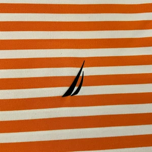 Nautica Boy’s XL (18/20) Orange White Striped Polo Short Sleeve Stretch - Picture 1 of 10