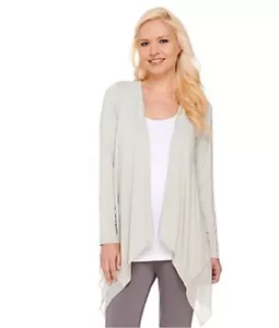 Joan Rivers Jersey Strick und Chiffon drapierte Strickjacke taubengrau XX-Small - Bild 1 von 4