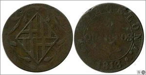 Spain 4 Quarters 1813 Barcelona Cu / Napoleonic Occupation BC / F José Napoleon - Picture 1 of 1