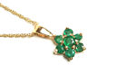 9ct Gold Emerald Cluster Pendant and Chain Gift Boxed Necklace Made in UK