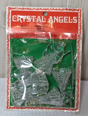 Juego De Colección 6 Adornos De Navidad Ángeles Cristal Transparente Aspecto Vidrio Soplado Foto 1 de 4