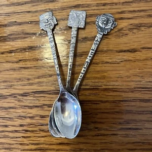 3er Set Vintage 4,25" Silberlöffel, Mexico Motive, für Schokolade - Bild 1 von 3