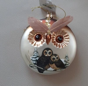 Christbaumkugeln Kugel - Eule Diskusform - Krebs Glas Lauscha - Bild 1 von 4