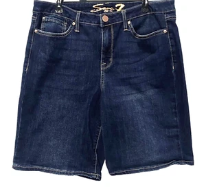 Seven7 Sunset Bermuda Shorts Womens 16 Blue Dark Wash Denim - Picture 1 of 8