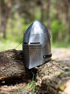 Medieval Knight Helmet Bascinet Costume Steel SCA LARP & Role Play - Picture 1 of 6