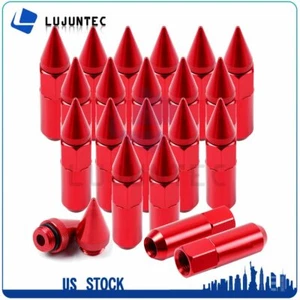 20 X Cap Spiked Extended Tuner Aluminum Red 12X1.5 Lug Nuts For Chevrolet Cobalt - Picture 1 of 12