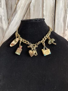 Collar Vintage Juicy Couture Tono Dorado Sin Caja Palmera Bronceado Loción Playa - Imagen 1 de 7