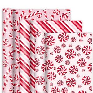 Christmas Wrapping Paper - Mini Roll - 17 Inch x 16.4 Ft Candy Cane Stripe Gi... - Picture 1 of 7
