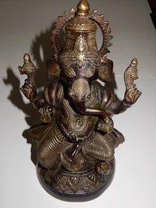 FIGURA DE DIOS ELEFANTE GANESHA DE COLECCIÓN BRONCE DIOS HINDÚ USADA - Imagen 1 de 4