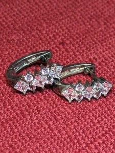 Pendientes brazalete vintage de plata de ley 925 con estrás y palanca trasera - Imagen 1 de 4