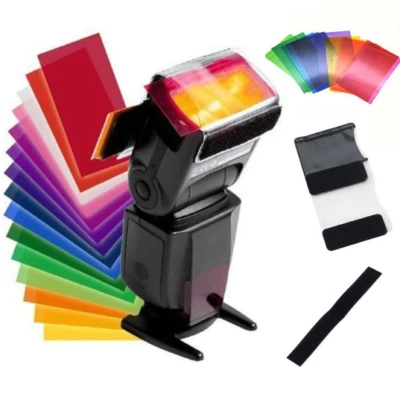 12pcs Camera Flash Gels Transparent Color Correction Balance Lighting Filter Kit - Image 1 of 4