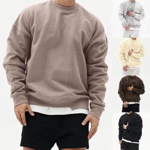 O-Neck Patchwrok Hip Hop Mens Hoodies Sweatshirts Casual Male Gyms Fitness Top🔥 - Picture 1 of 18