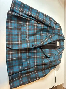 Vintage 1950’s Pendleton 100% Virgin Wool Blue Red Green Plaid One Button Jacket - Picture 1 of 12