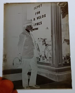 Antique Glass Photo Negative Depot A B Velox Tyres Bicycle Shop, Hull - Picture 1 of 3