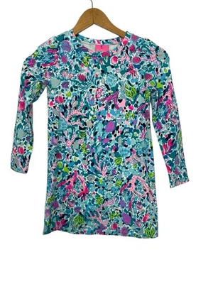 Lilly Pulitzer Jansen Mini Dress Multi Dive Bar Girls Size M 6/7 Long Sleeve - Image 1 of 4